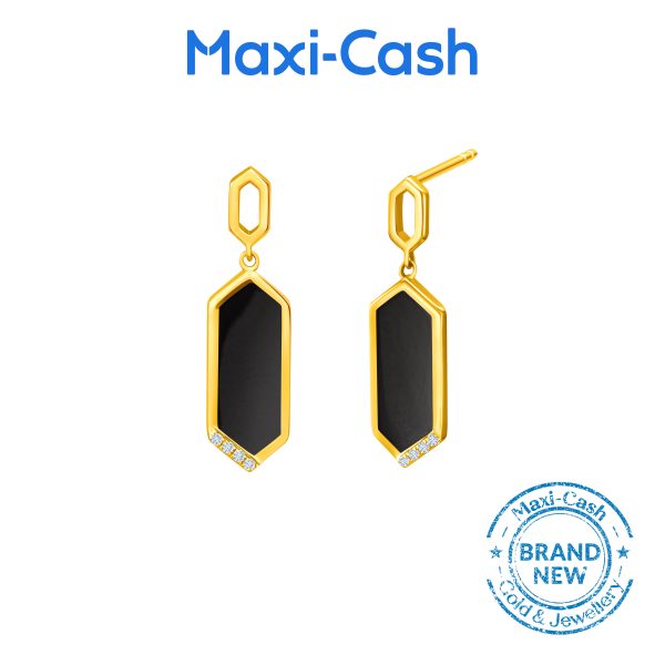 Diamond Geometric Dangling  Earrings in 18K Yellow Gold