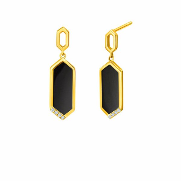 Diamond Geometric Dangling  Earrings in 18K Yellow Gold