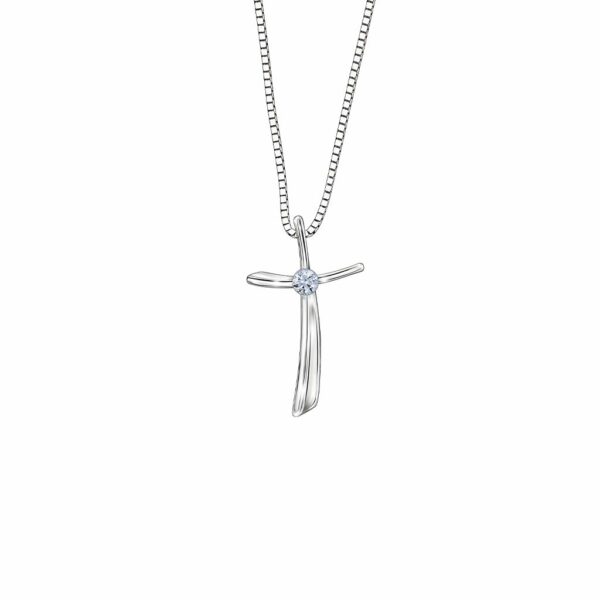 Diamond Classic Cross  Pendant in 18K White Gold