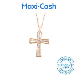 Diamond Classic Cross  Pendant in 18K Rose Gold