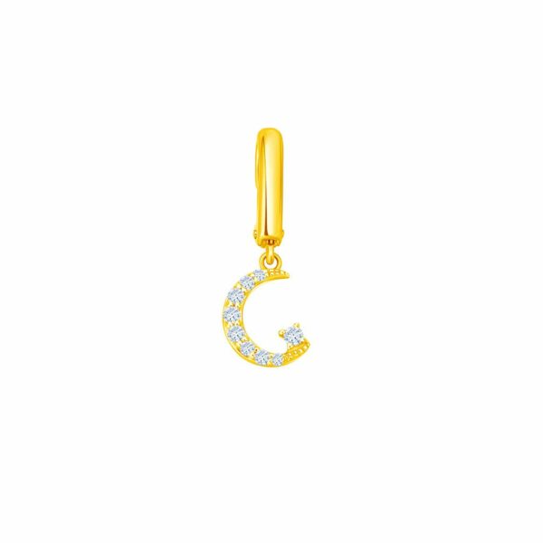 Diamond Moon  Charm in 18K Yellow Gold