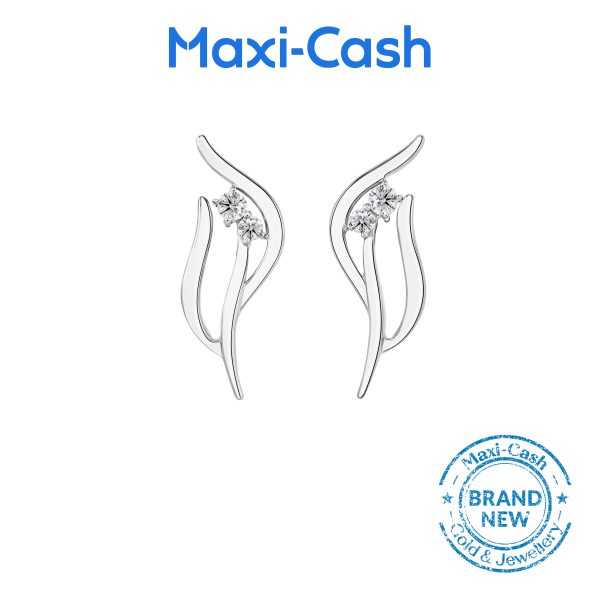 Diamond Fluid Visions Stud  Earrings in 14K White Gold