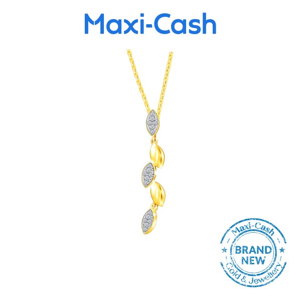 Diamond Leaf Vine  Pendant in 18K Yellow Gold