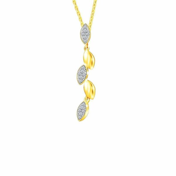 Diamond Leaf Vine  Pendant in 18K Yellow Gold