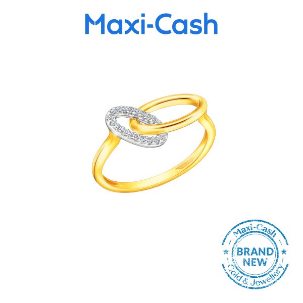Diamond Dual Tone Interlink Ring in 14K Yellow Gold