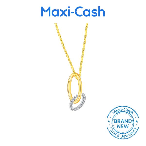 Diamond Elegant Duet Pendant in 14k Yellow Gold