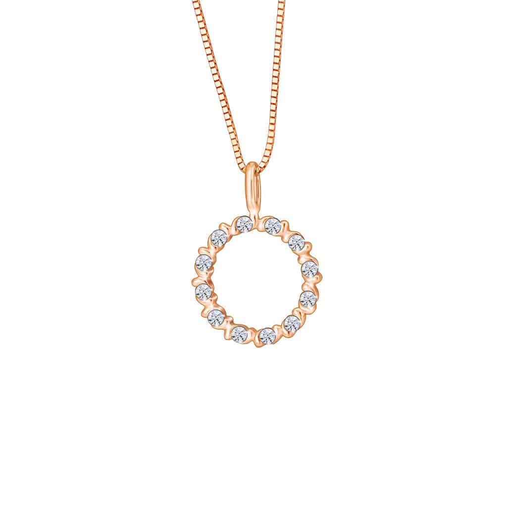 Diamond Circle Pendant in 14K Rose Gold - Maxi-Cash
