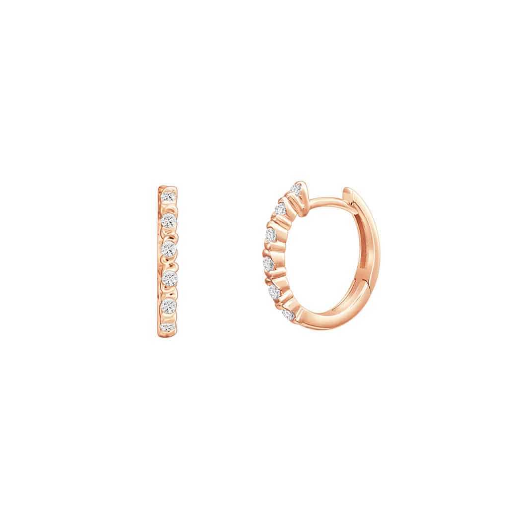 Diamond Hoop Earrings in 14K Rose Gold - Maxi-Cash