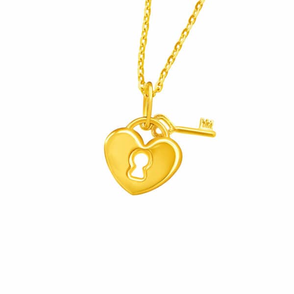 Heart Key Lock  Pendant in 916 Gold