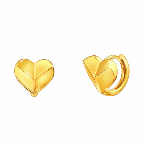 Geometric Hearts  Earrings in 916 Gold
