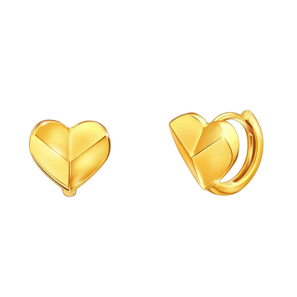 Geometric Hearts Earrings in 916 Gold - Maxi-Cash