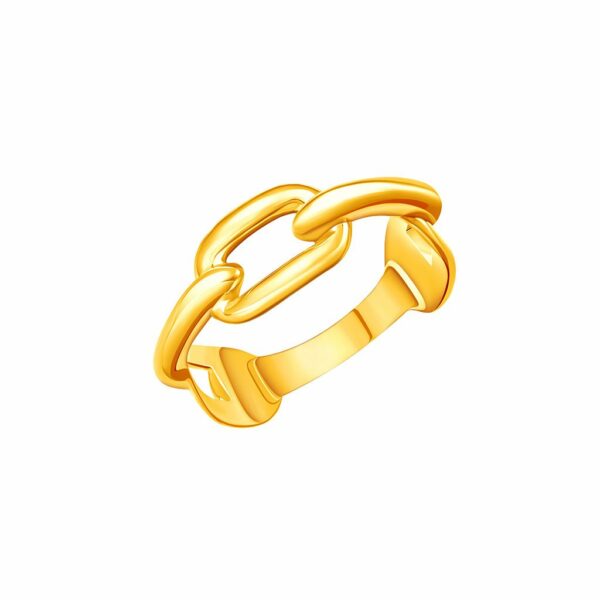 Broad Link Chain  Ring in 916 Gold