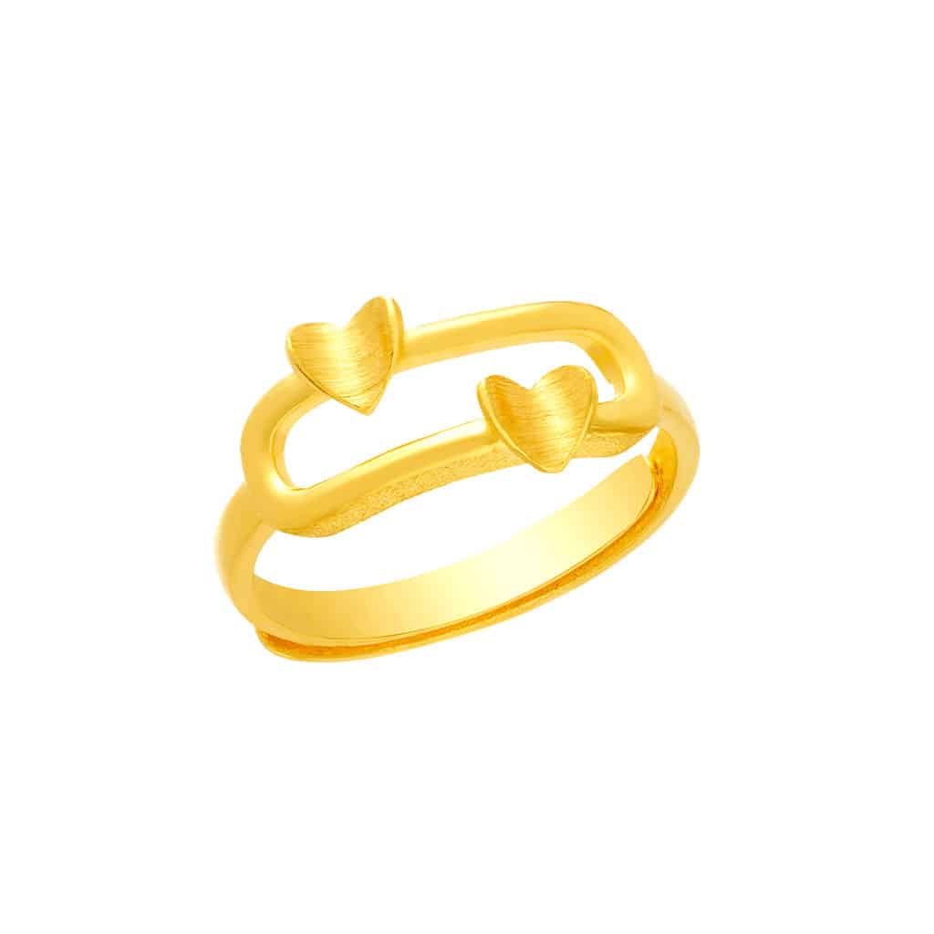24K Gold Ring Gold Ring Love Heart Ring Double Heart Ring | Etsy Serbia |  Heart shaped rings, Double heart ring, Gold heart ring