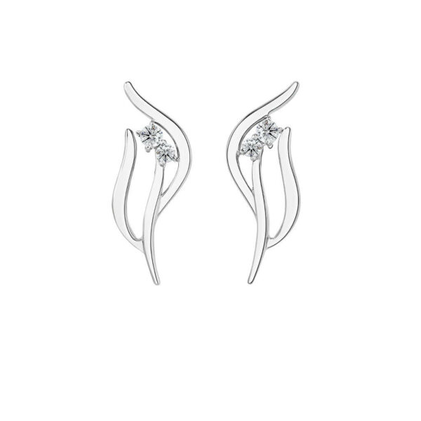 Diamond Fluid Visions Stud  Earrings in 14K White Gold