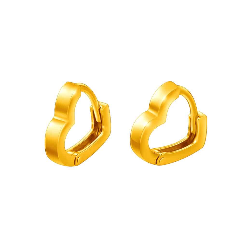 Heart Huggie Earrings in 916 Gold - Maxi-Cash