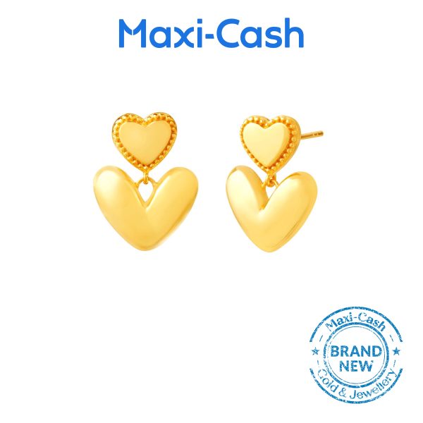 Double Hearts  Earrings in 916 Gold