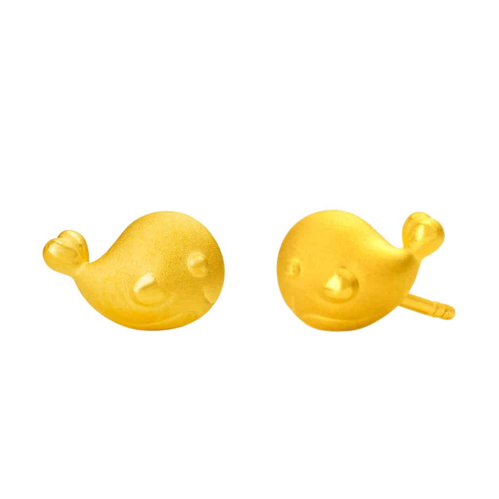 Whale Earrings in 999 Gold