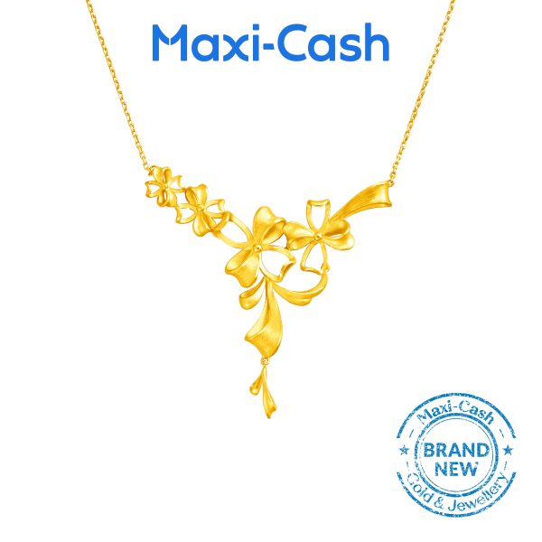 Ribbon Floral  Necklace in 999 Gold