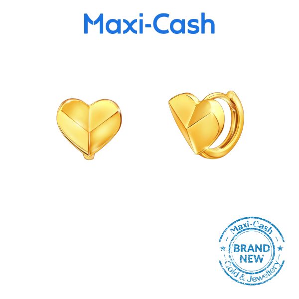 Geometric Hearts  Earrings in 916 Gold
