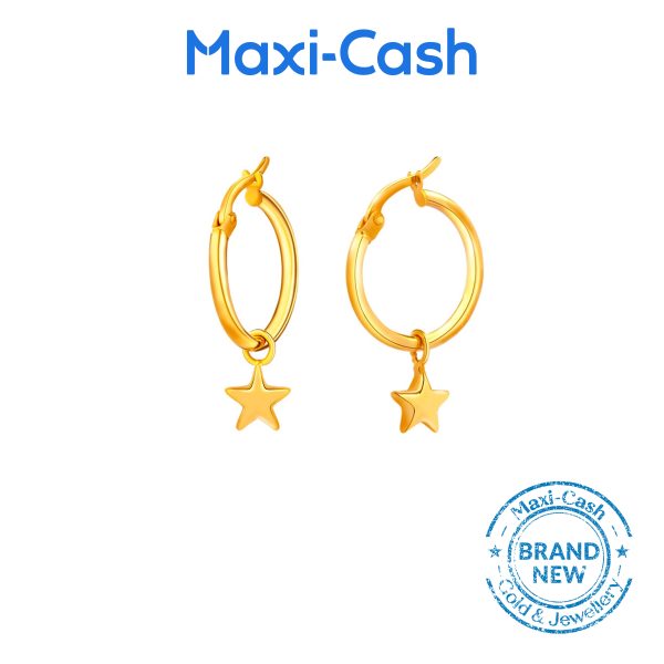 Star Hoop  Earrings in 916 Gold