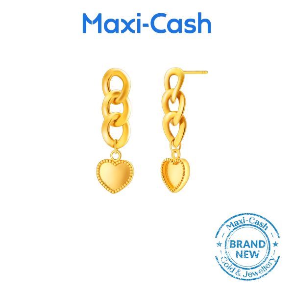 Link Heart  Earrings in 916 Gold