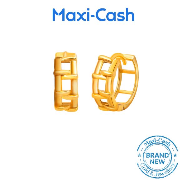 Oriental Hoop  Earrings in 916 Gold