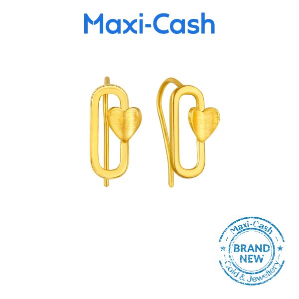 Double Heart Link  Earrings in 999 Gold