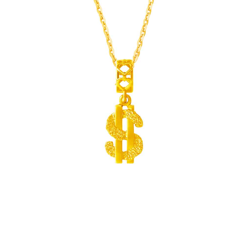 Dollar Sign Pendant in 916 Gold
