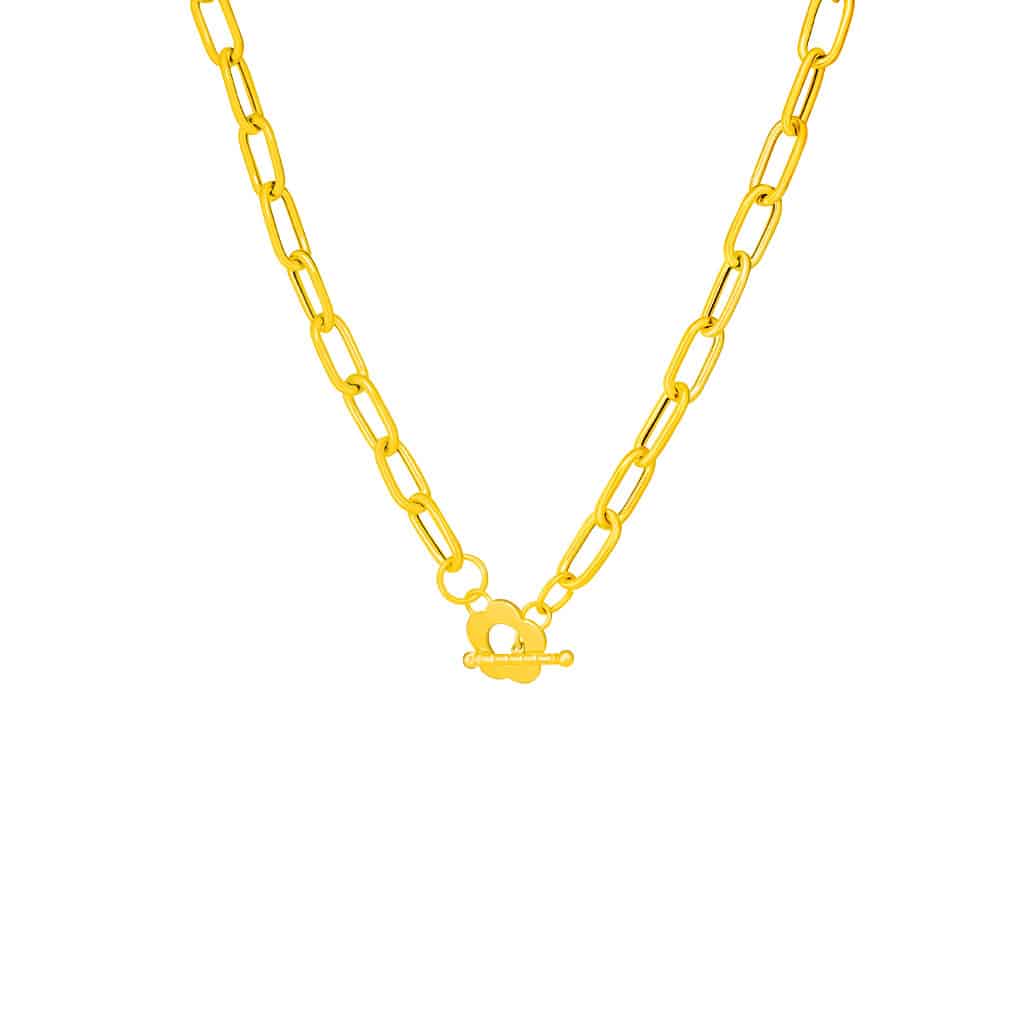 Floral Link Necklace in 916 Gold