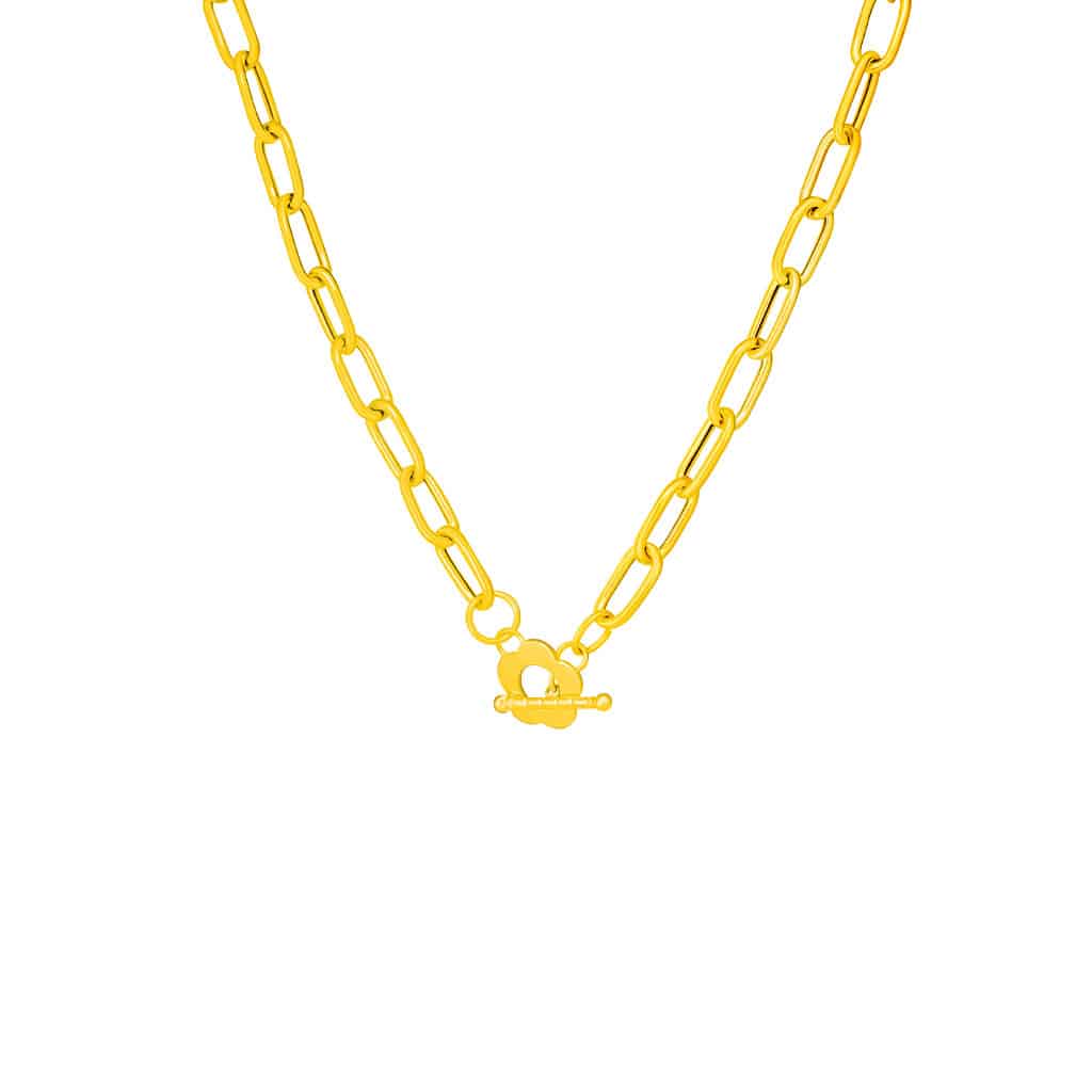 Floral Link Necklace in 916 Gold