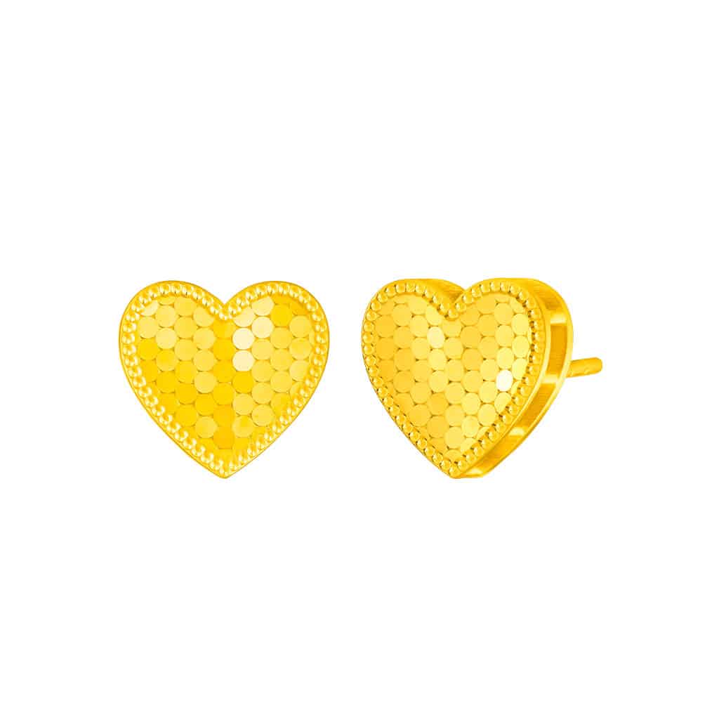 Facet Heart Earrings in 916 Gold