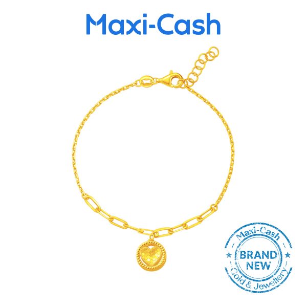 Dangling Heart Bracelet in 916 Gold