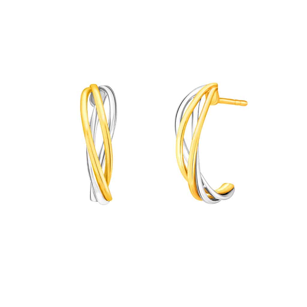 Curvy Lines Stud Earrings in 18K Yellow Gold