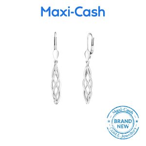 Curvy Dangling Earrings in 18K White Gold