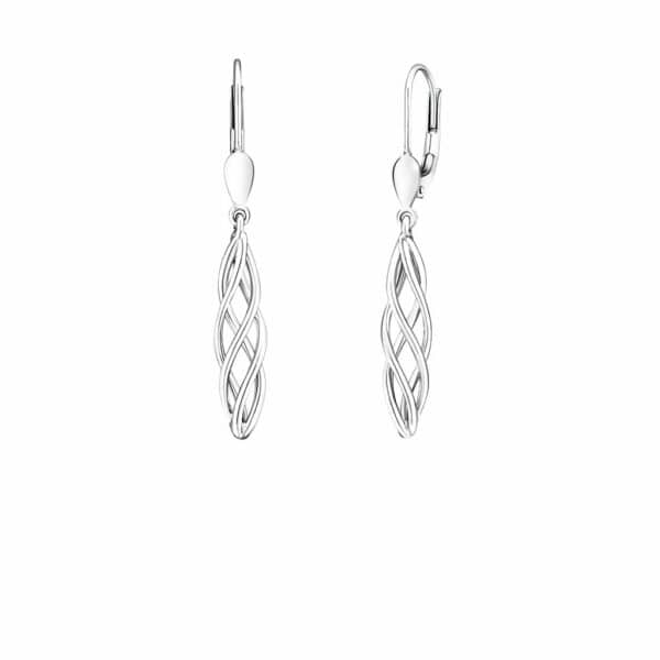 Curvy Dangling Earrings in 18K White Gold