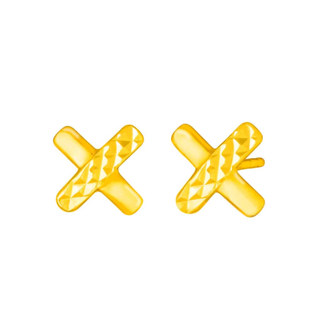 Facetted Cross Earrings in 916 Gold