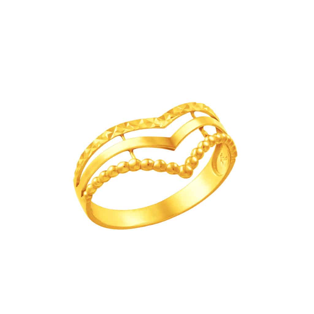 Tri Chevron Ring in 916 Gold