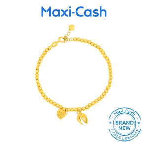 Lotus with Beads Bracelet in 916 Gold