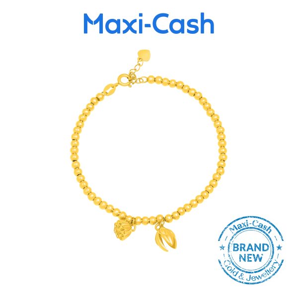 Lotus with Beads Bracelet in 916 Gold