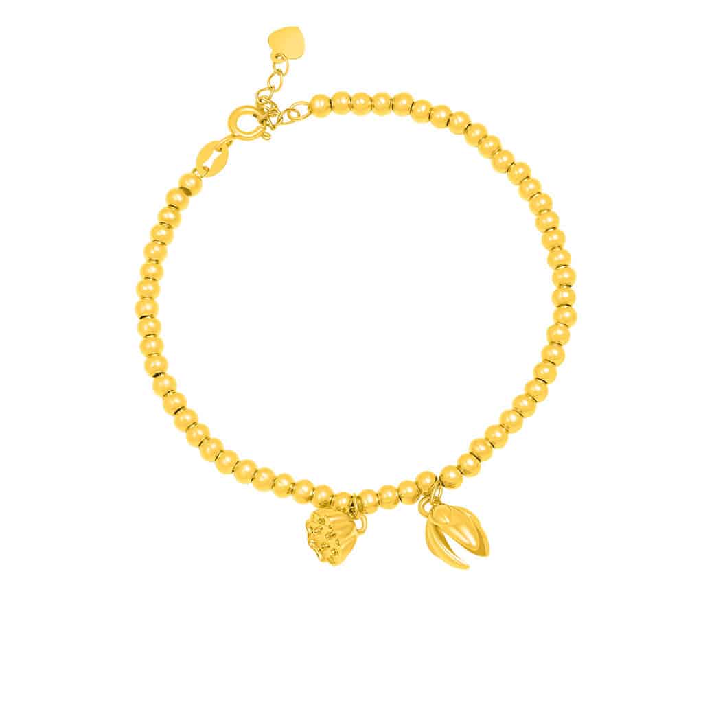 Lotus with Beads Bracelet in 916 Gold