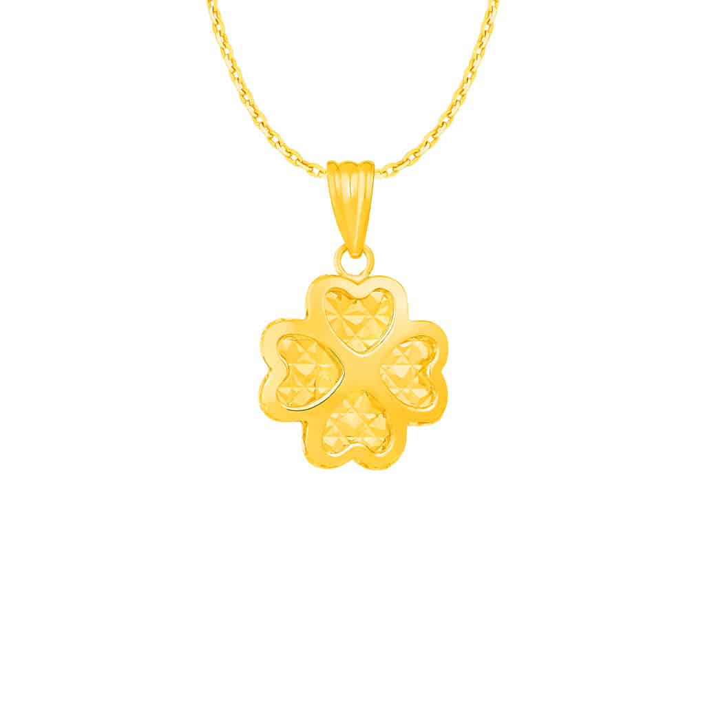 Heart Clover Pendant in 916 Gold