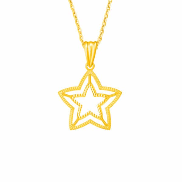 Double Star Pendant in 916 Gold