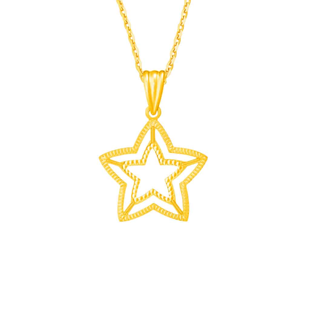 Double Star Pendant in 916 Gold