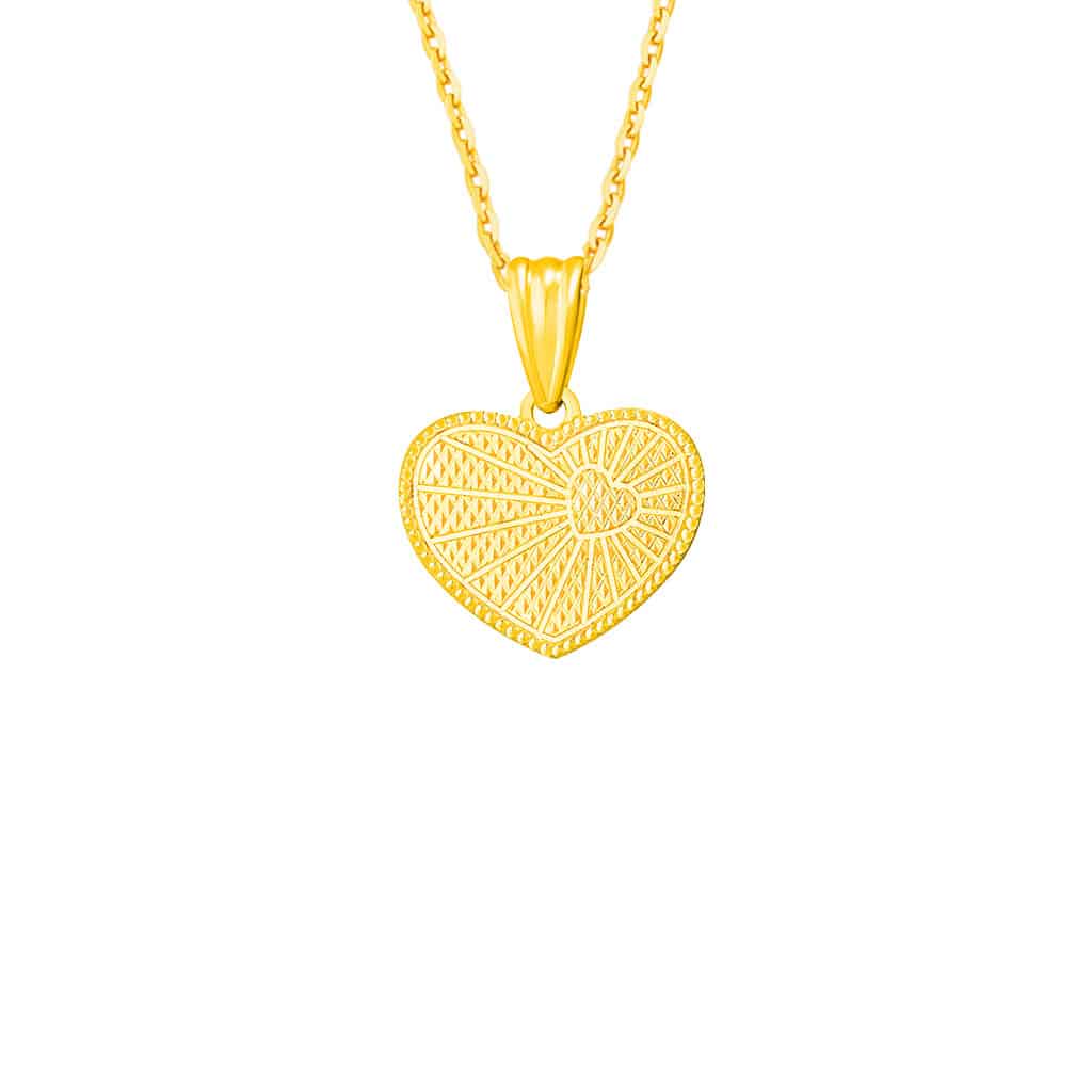 Heart Stamped Pendant in 916 Gold