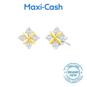 Flower Diamond Stud Earrings in 18K Yellow Gold