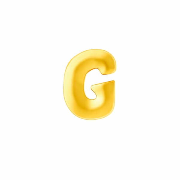 Fantasi 'G' Letter Charm in 916 Gold