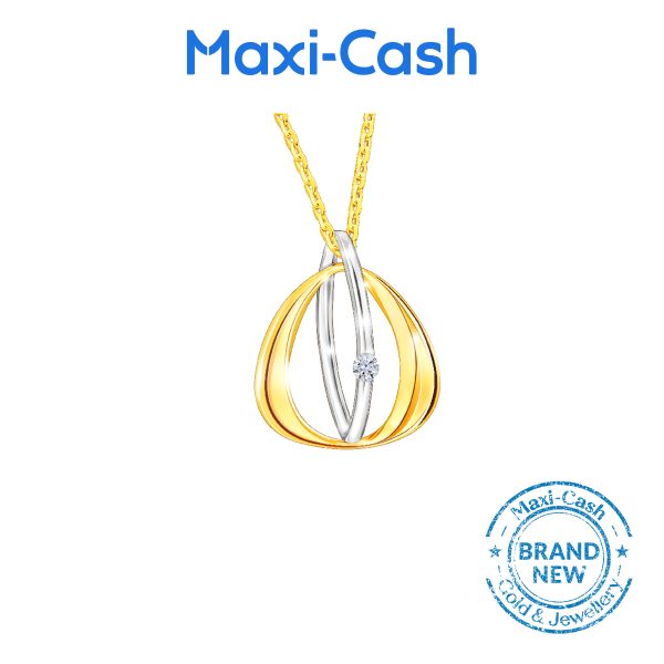 Diamond SeoulStyle Dual Tone Curvaceous Dangling Pendant in 14K Yellow Gold