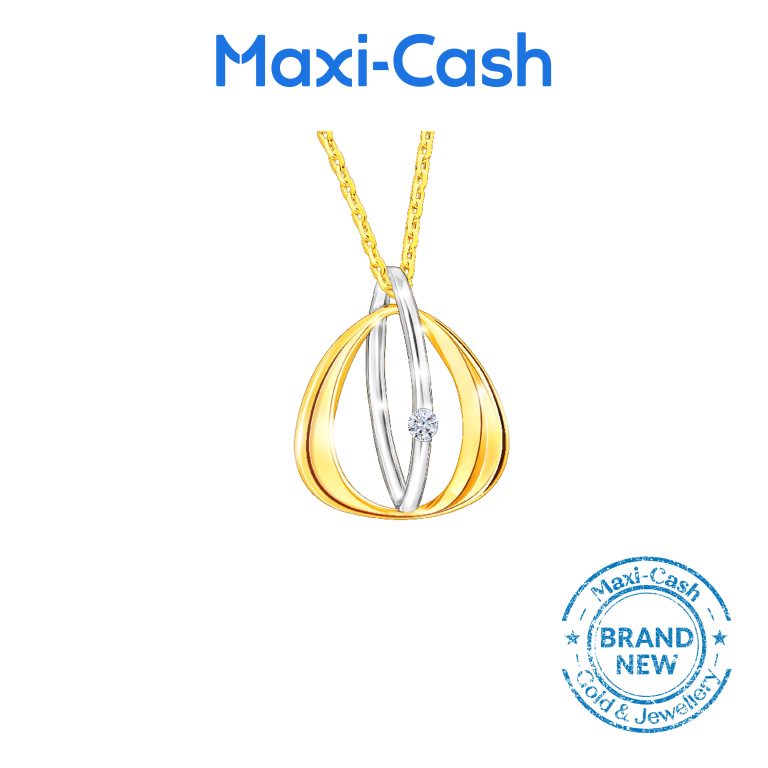 Diamond SeoulStyle Dual Tone Curvaceous Dangling Pendant in 14K Yellow Gold