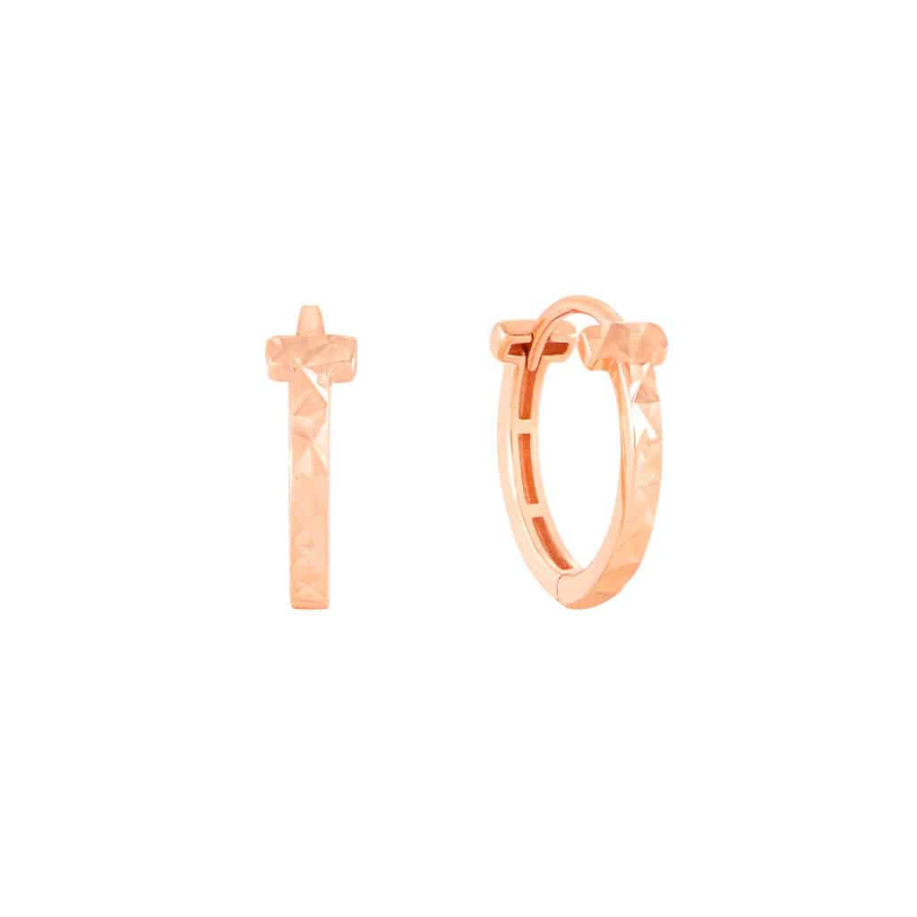 Diamond Cut Hoop Earrings in 18K Rose Gold