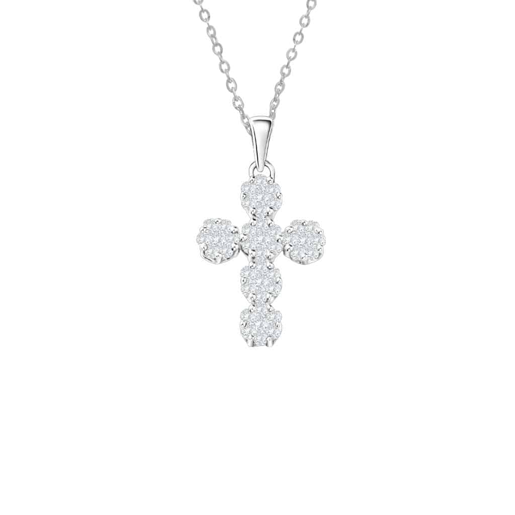 Diamond Cross Pendant in 18K White Gold